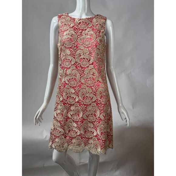 Eliza J Womens Sleeveless Lace Overlay Shift Dress Pink & Ivory Size 6 - Picture 12 of 16